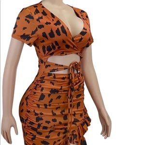 Floral Print Fashion Tie Up Wrap Mini Dress